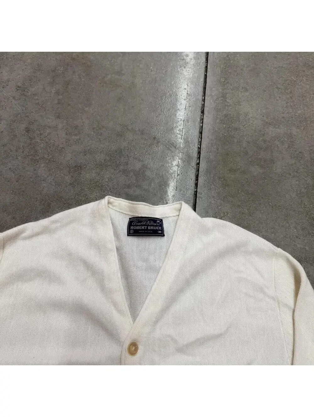 vintage robert bruce made in usa white cardigan knit sweater size medium